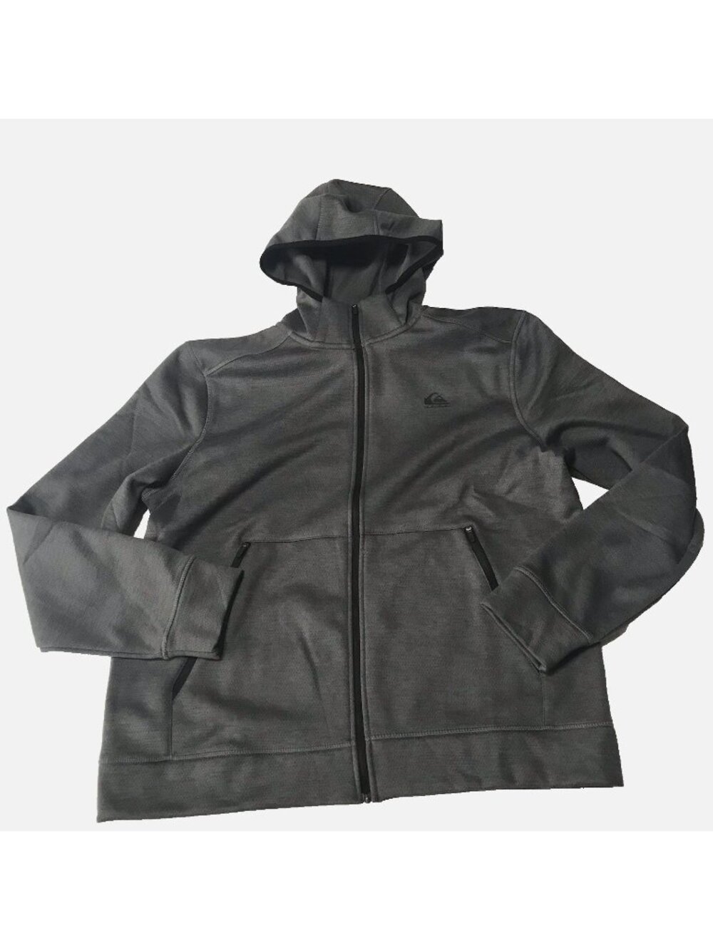 Quiksilver Jacket Mens X-Large Performance Hooded Gray Full Zip Fleece Y2K Skate